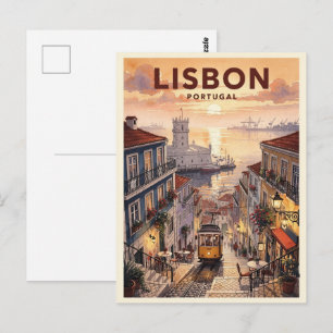 Carte Postale Lisbonne Portugal Voyage Rétro