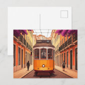 Carte postale Lisbonne Portugal Yellow Tram (Devant / Derrière)
