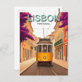 Carte postale Lisbonne Portugal Yellow Tram (Devant / Derrière)