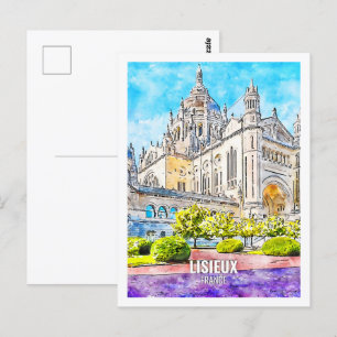 Carte Postale Lisieux France Fameux Travel Place Aquarelle