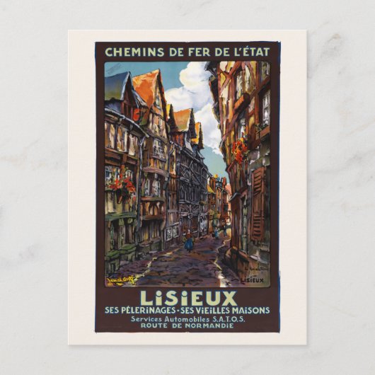 Carte Postale Lisieux France Poster vintage 1930 (Devant)