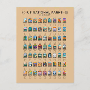 Carte Postale Liste de contrôle des parcs nationaux américains V