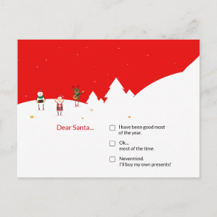 Carte Postale Liste de vérification de Noël tFeuille d'érable Ca