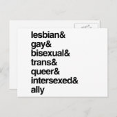 CARTE POSTALE LISTE LGBTQI (Devant / Derrière)