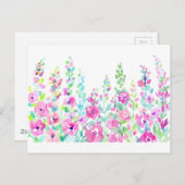 Carte Postale Lit abstrait à fleurs aquarelles (Devant / Derrière)