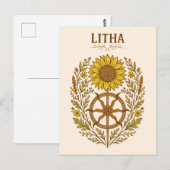 Carte Postale Litha Tournesol Roue Solstice d'été Céleste (Devant / Derrière)