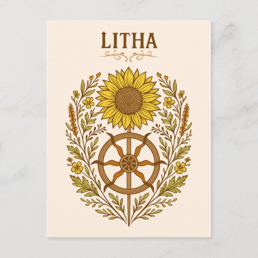 Carte Postale Litha Tournesol Roue Solstice d'été Céleste (Devant)