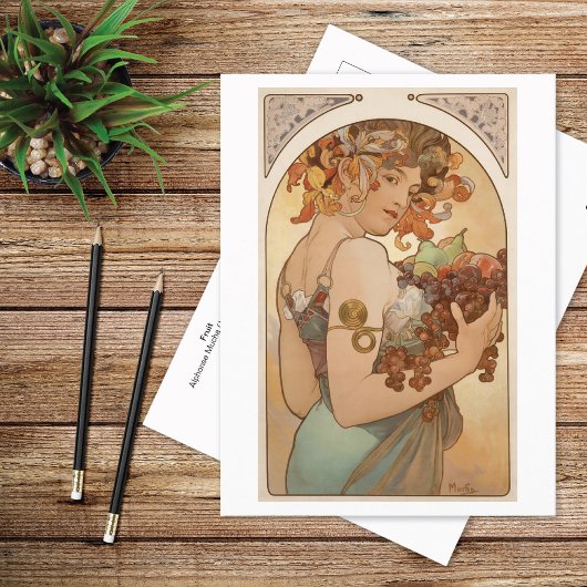 Carte Postale Lithographie des fruits Alphonse Mucha