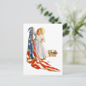 Carte Postale Little Betsy Ross et le drapeau américain (Debout devant)