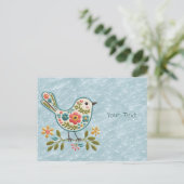 Carte postale Little Bird Floral Green Feuilles (Debout devant)