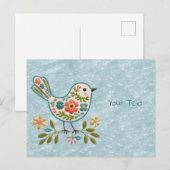 Carte postale Little Bird Floral Green Feuilles (Devant / Derrière)