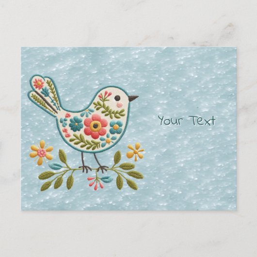 Carte postale Little Bird Floral Green Feuilles (Devant)