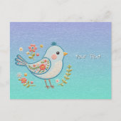 Carte postale Little Blue Bird Floral (Devant)