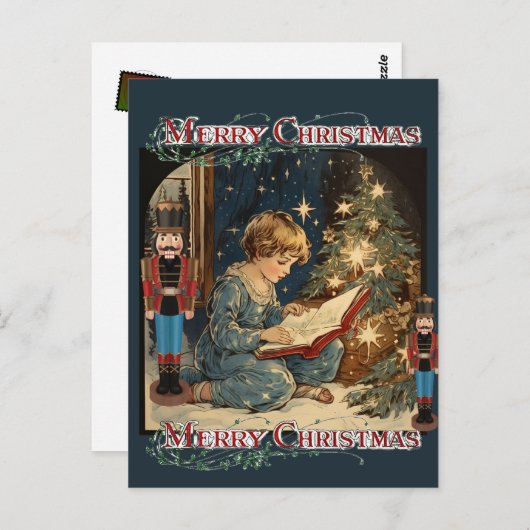 Carte Postale Little Boy Nutcrackers Art Joyeux Noël (Devant / Derrière)