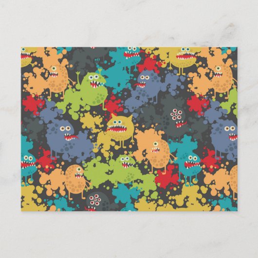 Carte Postale Little cute funny monsters (Devant)