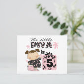 Carte Postale Little Diva 5th Birthday Tshirts et cadeaux (Debout devant)