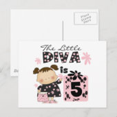 Carte Postale Little Diva 5th Birthday Tshirts et cadeaux (Devant / Derrière)