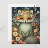 Carte postale Little Flower Fox (Devant / Derrière)