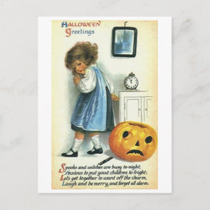 Carte Postale Little Girl and Pumpkin