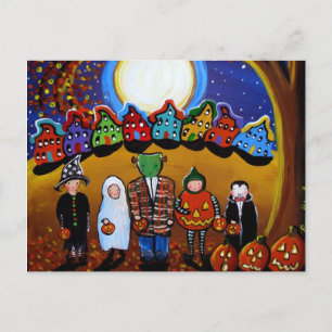Carte postale Little Halloween Kids Folk Art