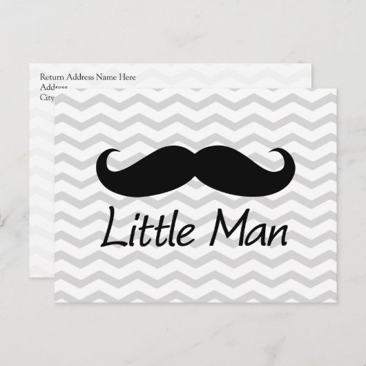 Carte Postale Little Man Mustache Chevron mignons Garçons (Devant / Derrière)