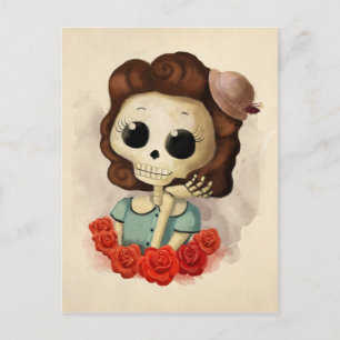 Carte Postale Little Miss Death et Roses