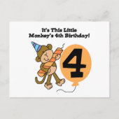 Carte Postale Little Monkey 4th Birthday Tshirts et cadeaux (Devant)