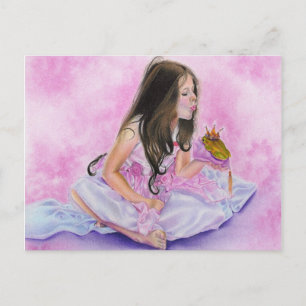 Carte Postale Little Princess Kissing Frog