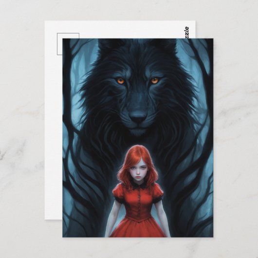 Carte Postale Little Red et le loup (Devant / Derrière)