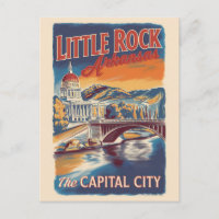 Little Rock Arkansas Peinture Voyage Art Vintage