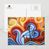 Carte Postale Little Village Peinture Whimsical MADART originale (Devant / Derrière)