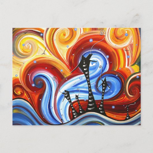 Carte Postale Little Village Peinture Whimsical MADART originale (Devant)