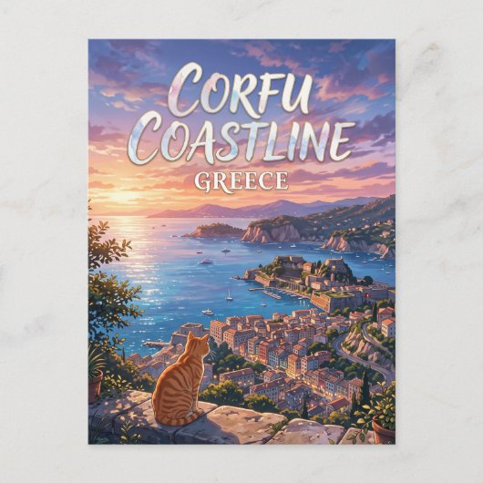 Carte Postale Littoral de Corfou Grèce (Devant)