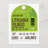 Carte Postale Lituanie billet de voyage en avion de Vilnius (Devant)
