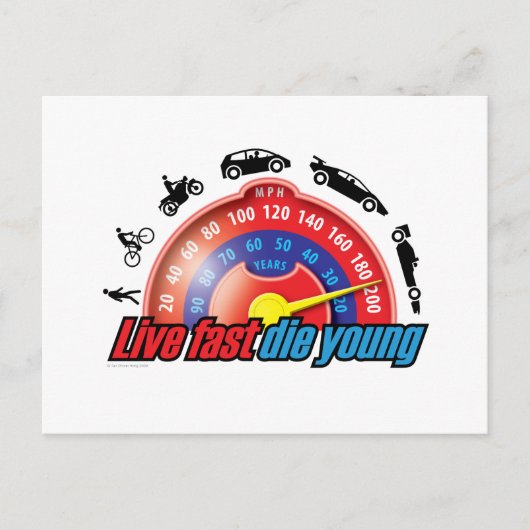 Carte Postale Live Fast Die Young (Devant)