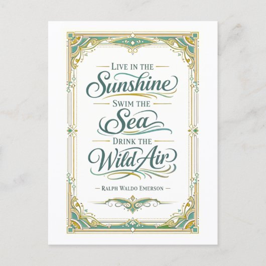 Carte Postale "Live in the Sunshine" Emerson Quotation (Devant)