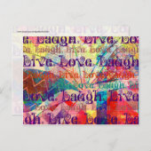 Carte Postale Live Laugh Love Abstrait Textured Plaid Motif (Devant / Derrière)