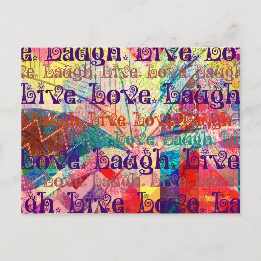 Carte Postale Live Laugh Love Abstrait Textured Plaid Motif (Devant)