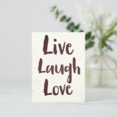 Carte Postale Live Laugh Love vintage citation inspirante (Debout devant)