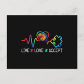 Carte Postale Live Love Accepter Sensibilisation sur l'autisme C (Devant)