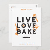 Carte Postale Live Love Bake Cute Baker Life Citations I (Devant / Derrière)