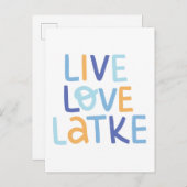 Carte Postale Live Love Latke Hanoukka Design (Devant / Derrière)