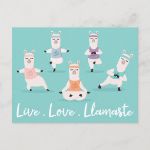 Carte Postale Live Love Llamaste   Fun Yoga Llama caractères