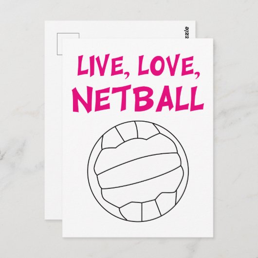 Carte Postale Live Love Netball (Devant / Derrière)