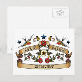 Carte Postale Live Love Rugby (Devant / Derrière)