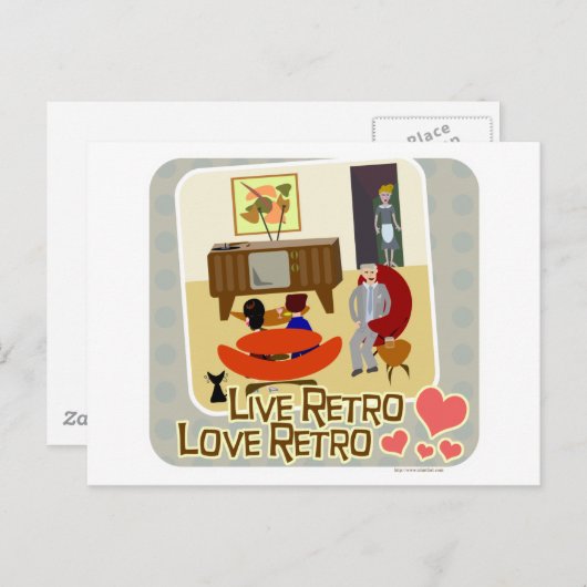 Carte Postale Live Retro Love Retro Slogan (Devant / Derrière)