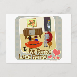 Carte Postale Live Retro Love Retro Slogan