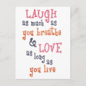 Carte Postale Live rire amour simple citation (Devant)
