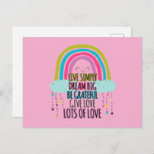 Carte Postale Live Simply Dream Big Be Grateful Give Love (Devant / Derrière)
