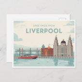 Carte postale Liverpool vintage | Salutations de (Devant / Derrière)